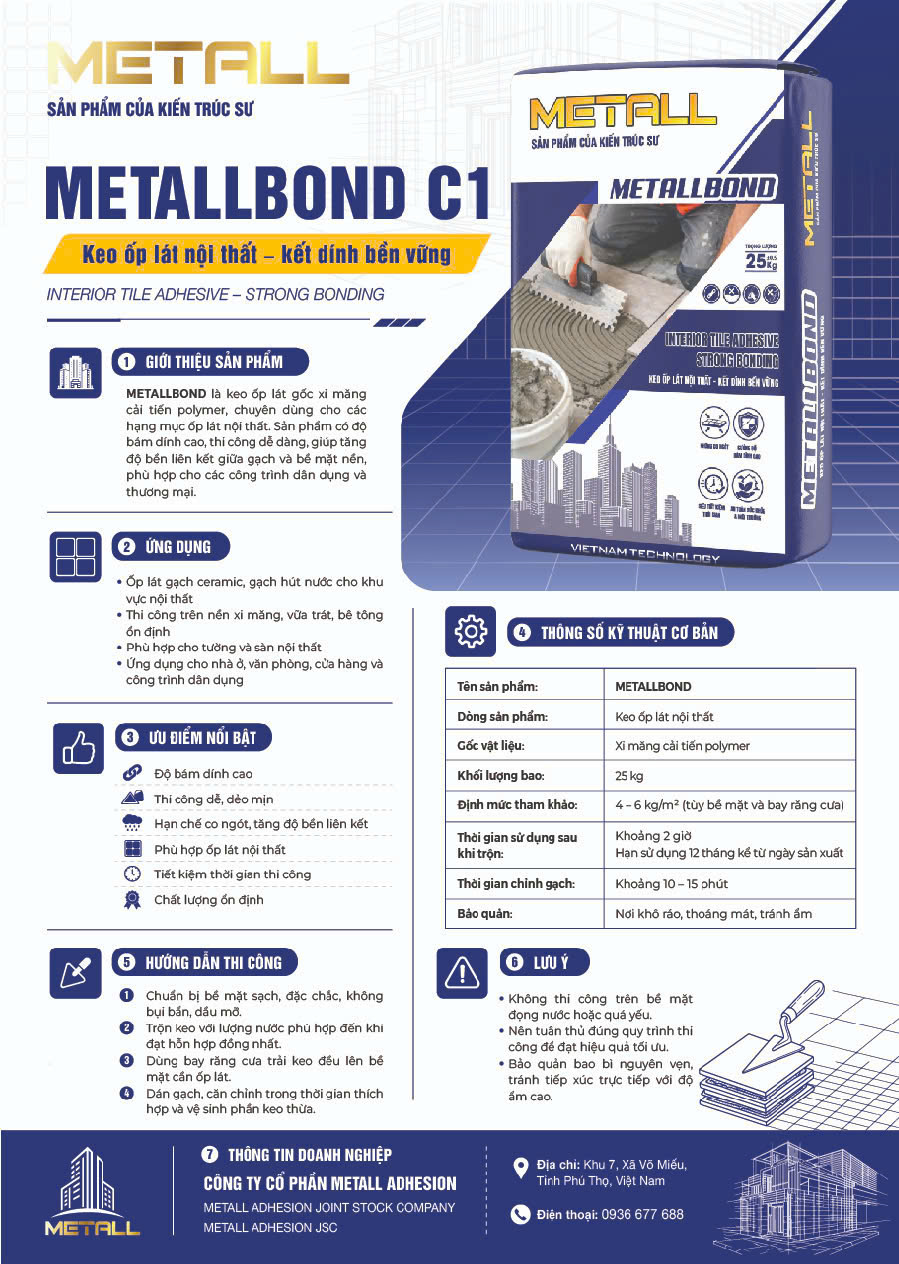 Keo dán gạch đá Metallbond