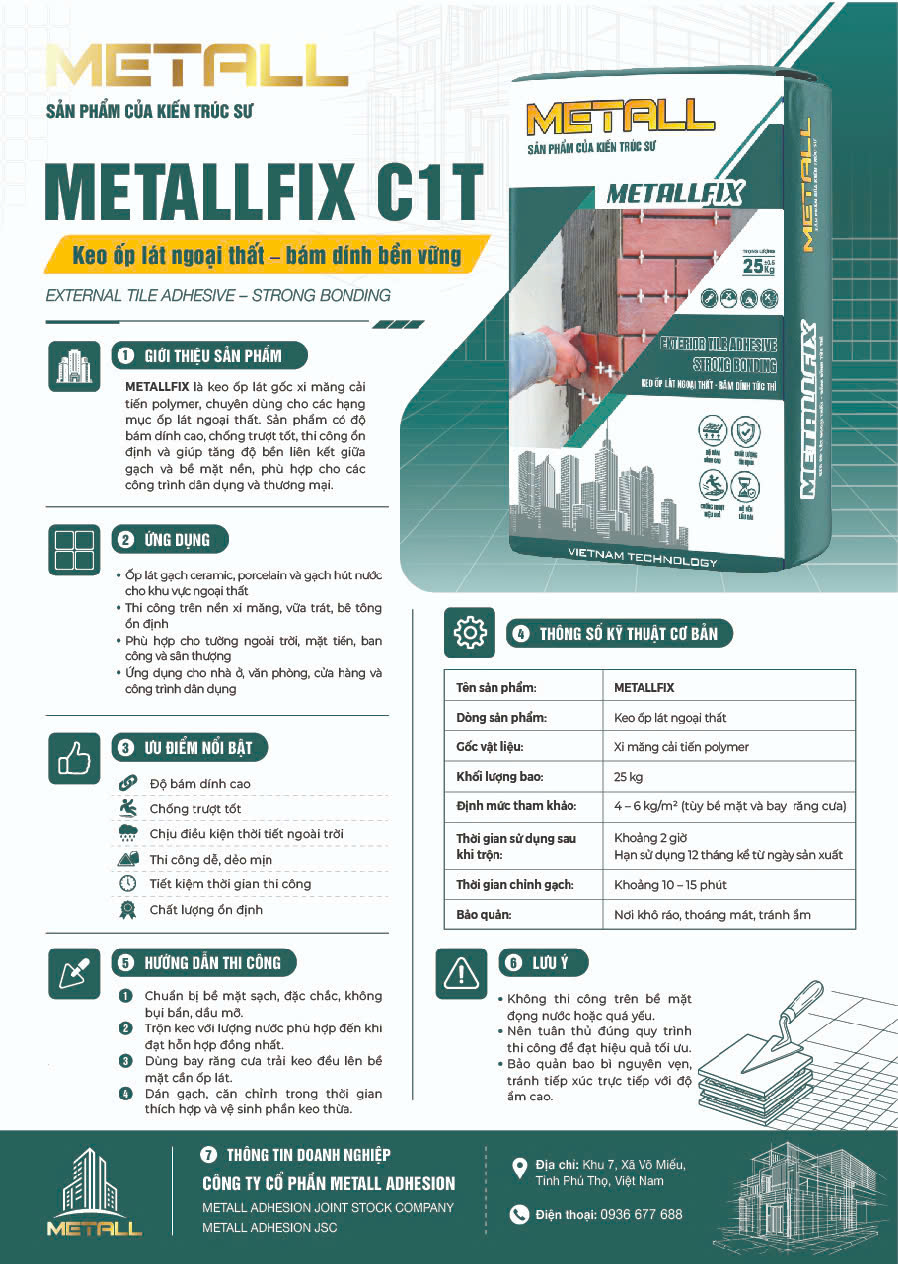 Keo dán gạch đá Metallfix
